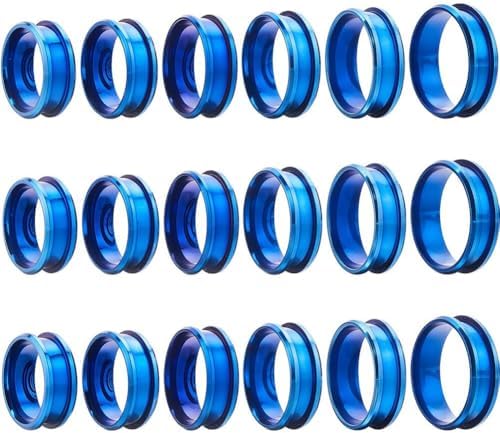 SUNNYCLUE 1 Box 18Pcs Inlay Ring Blanks Blue Stainless Steel Grooved Ring Blank US Size 7/8/9/10/11/12 Finger Findings Settings for Jewelry Making Kits DIY Craft Supplies by SUNNYCLUE