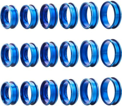 SUNNYCLUE 1 Box 18Pcs Inlay Ring Blanks Blue Stainless Steel Grooved Ring Blank US Size 7/8/9/10/11/12 Finger Findings Settings for Jewelry Making Kits DIY Craft Supplies by SUNNYCLUE
