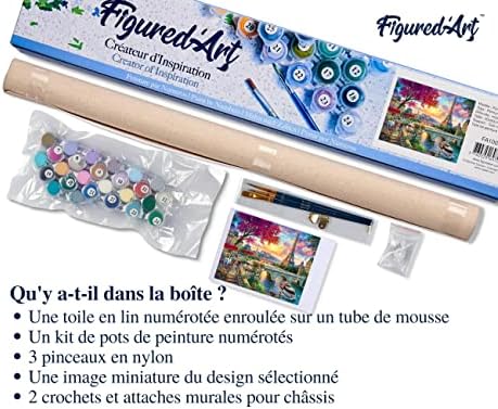Figured'Art Paint by Numbers Kit for Adults Dinner by The Seine 16"x20" - Craft Art Painting DIY Kit Rolled Canvas Without Frame - Image 5