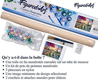 Figured'Art Paint by Numbers Kit for Adults Dinner by The Seine 16"x20" - Craft Art Painting DIY Kit Rolled Canvas Without Frame - Image 5