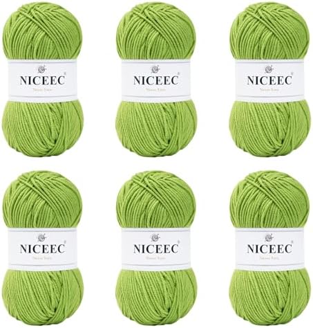 NICEEC 300g Soft Assorted Colors Yarn 100% Acrylic 870yds -Spring Green by NICEEC