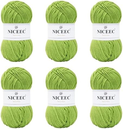 NICEEC 300g Soft Assorted Colors Yarn 100% Acrylic 870yds -Spring Green by NICEEC