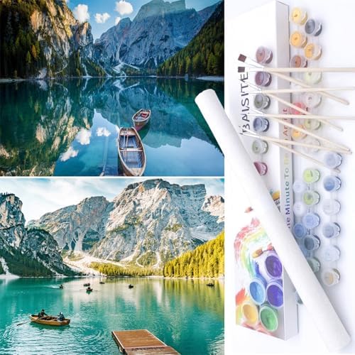 BAISITE Paint by Numbers Kit for Adults Beginners,12" Wx16 L 2 Pack Canvas for Painting Kits for Adults in Colorful Box-PBN281-282 by PaintbyNumbersKitsforAdults