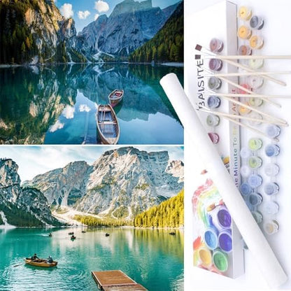 BAISITE Paint by Numbers Kit for Adults Beginners,12" Wx16 L 2 Pack Canvas for Painting Kits for Adults in Colorful Box-PBN281-282 by PaintbyNumbersKitsforAdults