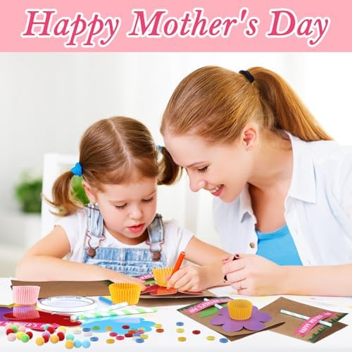 Motipuns 24 Sets Mother's Day Flower Card Making Kits Mother's Day DIY Craft Make Your Own Greeting Card Making Kit Flower Craft Mom Gift Party Decor Fun Home Activities - Image 6