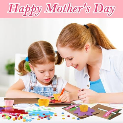 Motipuns 24 Sets Mother's Day Flower Card Making Kits Mother's Day DIY Craft Make Your Own Greeting Card Making Kit Flower Craft Mom Gift Party Decor Fun Home Activities - Image 6
