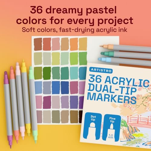 ARTISTRO Pastel Dual-Tip Acrylic Paint Marker Pens - Set of 36 - Image 2
