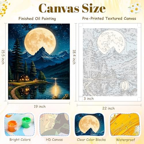 NKVNKV Paint by Numbers Kit for Adults Beginners, Mountain Adult Paint by Numbers on 20" Lx16 W Canvas for Painting Kits for Adults in Colorful Box，for Gift Home Wall Decor Without Frame - Image 3