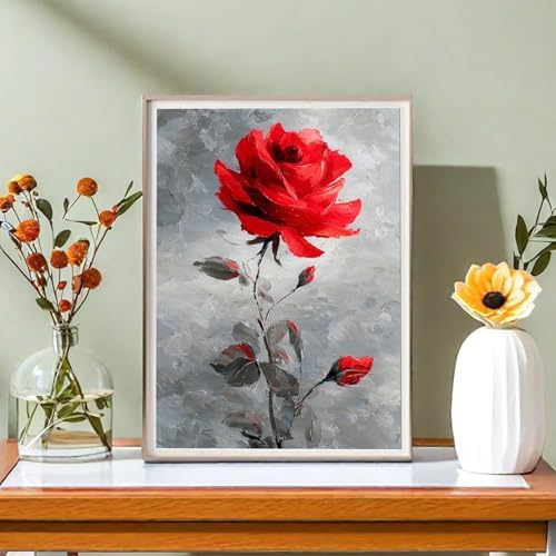 bestact Framed Rose Paint by Numbers Kits for Adults,Flower Painting by Numbers with Framed for Beginner on Canvas Easy DIY Painting Kits for Home Wall Decoration and Gifts,8x12INCH (Flower1) - Image 6