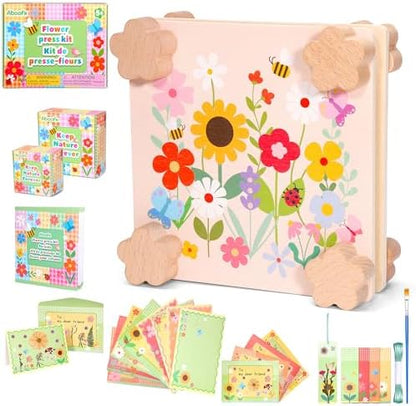 Aboofx Creativity Pressed Flower Art Kit for Kids, Small Flower Press Kit for Craft Pressed Flowers & Plant Pressing, Recycle Botanical Class Project Craft Kit, Nature Gift for Girls & Boys Ages 5+ by Aboofx