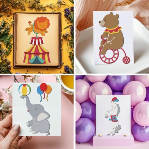 MAYJOYDIY Circus Animals Metal Die Cuts Carnival Mardi Gras Cutting Dies Lion Elephant Seal Horse Bear Embossing Paper Die Cut Stencils for Gift Scrapbooking Party Photo Album DIY Paper Crafts - Image 5