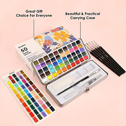 Grabie 50 Color Watercolor Paint Set with Brush Pens - Image 5