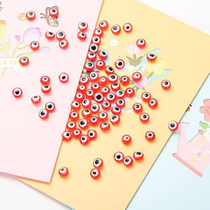 Red Evil Eye Beads Flat Round Beads Handmade Resin Beads Charms for DIY Bracelets Necklace Jewelry Making (Red) - Image 6