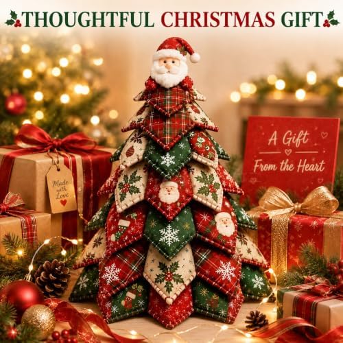 DIY Halloween Christmas Quilted Fabric Tree Kit, 3D Padded Patchwork Sewing Craft Kit for Beginners, Home Office Mantel Shelf Tabletop Decor, Handmade Holiday Gift for Craft Lovers (Christmas #B) - Image 7