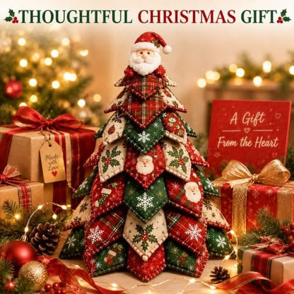 DIY Halloween Christmas Quilted Fabric Tree Kit, 3D Padded Patchwork Sewing Craft Kit for Beginners, Home Office Mantel Shelf Tabletop Decor, Handmade Holiday Gift for Craft Lovers (Christmas #B) - Image 7