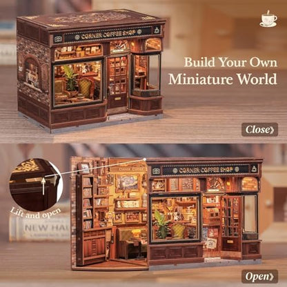 Fsolis Book Nook Kit - 3D Wooden Puzzles for Adults (Corner Coffee Shop) - Image 3