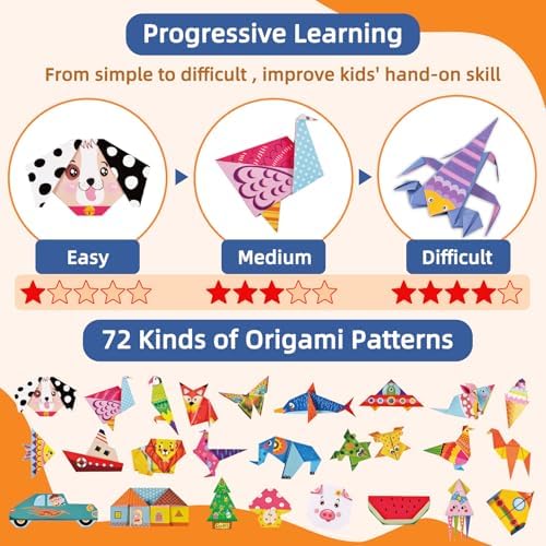 Origami Paper Kit for Kids,152 Sheets Origami Paper with Instructional Book - Image 4