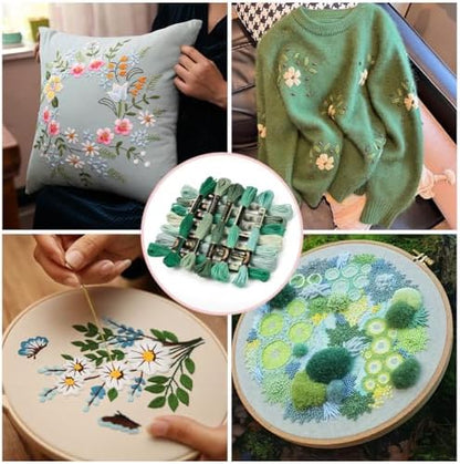12 Skeins 105 Yards Green Embroidery Thread Floss for Hand Sewing - Image 5