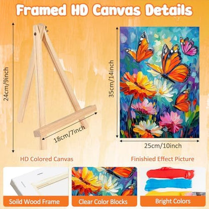 MAXBYE Paint By Numbers Kit for Adults with Frame and Wooden Easel, Colorful Butterfly Acrylic Simple Oil Painting Kits for Beginners, Gift Home Wall Garden Decor Any Festival 10×14 in - Image 3