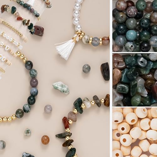 Xylise Jewelry Making Supplies Kit Natural Stone Beads for Irregular Natural Stone with for DIY Craft Bracelet Necklace Earrings for Adults(Agate) - Image 4