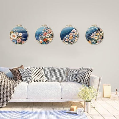 SCECALA 4 Sets Ocean Floral Embroidery Kit - Image 4