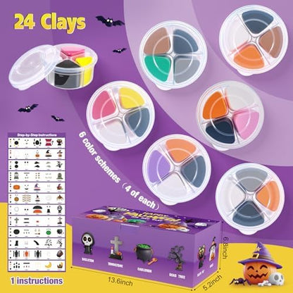 Capoda 24 Boxes Halloween Air Dry Clay Kits Modeling Clay for Kids Gifts - Image 2