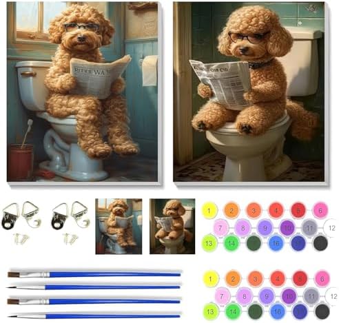 VIGEGU 2 Pack Dog Paint by Numbers Kit for Adults with Framed,Animal Paint by Number DIY Adult Paint by Number Kits for Wall Decor 10x12in by VIGEGU