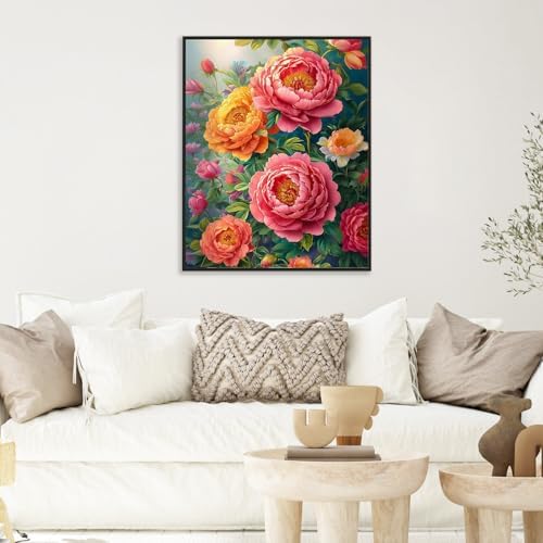Paint by Numbers Kit for Adults, Peony Flowers Number Painting Canvas Kit - Image 6