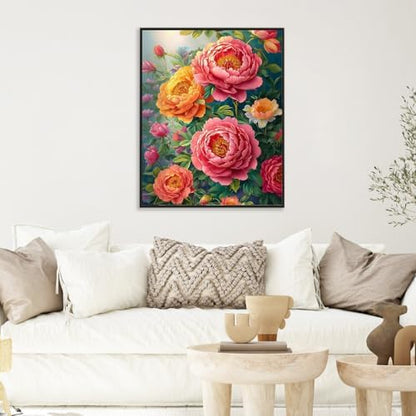 Paint by Numbers Kit for Adults, Peony Flowers Number Painting Canvas Kit - Image 6