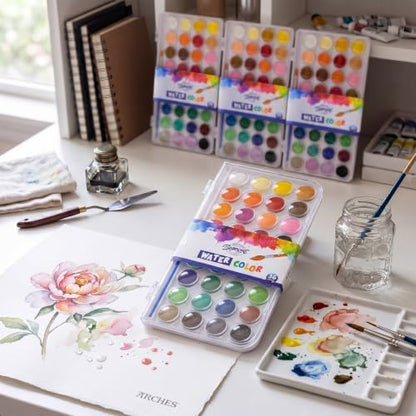 Nuanchu Gifts Bulk Watercolor Paint Washable Watercolor Paint Kits Palette and Brushes Portable Water Color Supplies for Adults, Beginners Artists Graduation Gift(30 Pack,6 Colors) - Image 2