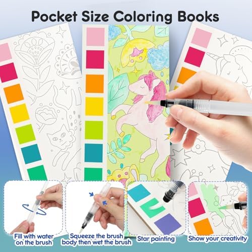 3pack Watercolor Painting Coloring Books Pocket Watercolor Paint Bookmarks - Image 3