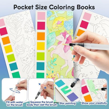 3pack Watercolor Painting Coloring Books Pocket Watercolor Paint Bookmarks - Image 3
