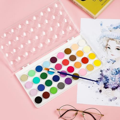 Nuanchu Gifts Bulk Watercolor Paint Washable Watercolor Paint Kits Palette and Brushes Portable Water Color Supplies for Adults, Beginners Artists Graduation Gift(1 Pack,36 Colors) - Image 2