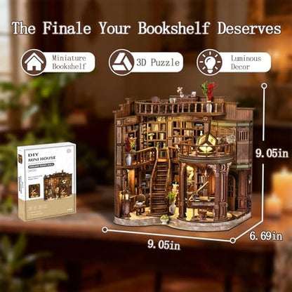 YSWOOD WORLD Book Nook Kit, DIY Miniature House 3D Wooden Puzzle for Adults - Image 2