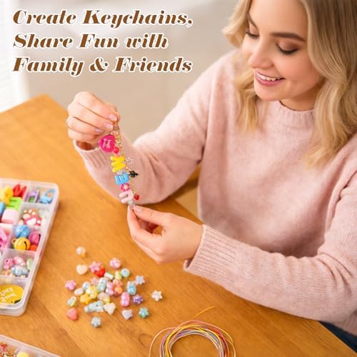 Ecoofor 502 Pcs Keychain Making Kit - Includes 25 Keychain Clips, 30 Extender Chains, 162 Charms, Beading Accessories, Jewelry Pliers - DIY Bag Charms & Jewelry Craft Kit Supplies - Image 7