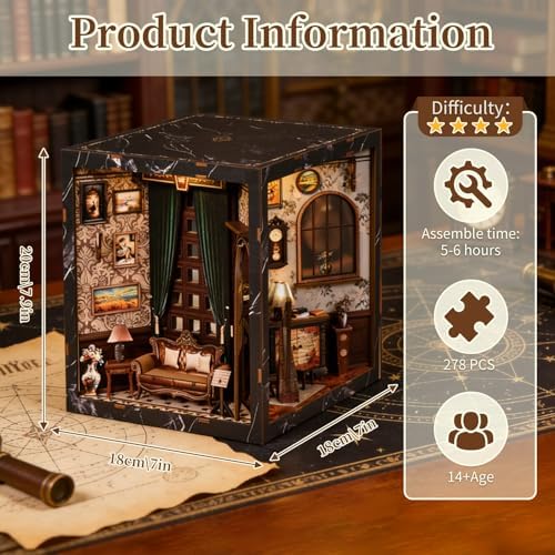 Book Nooks for Adults, DIY Miniature Dollhouse BookNook Kit Gifts - Image 3