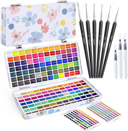 Caliart 168 Colors Watercolor Paint Set, Portable Art Supplies Palette Kit by Caliart