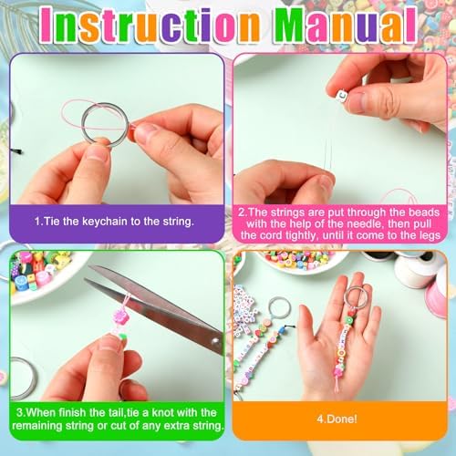 Landical 564 Pcs Fruit Keychain Making Kit DIY Name Bead Key Chain Craft - Image 2
