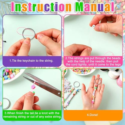Landical 564 Pcs Fruit Keychain Making Kit DIY Name Bead Key Chain Craft - Image 2