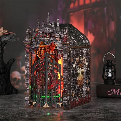 3D Wooden Dark Castle Puzzle, Handmade Mechanical Model, 210 Pieces Miniature House with Light Kit, Home Decoration Ornaments, Adult Creative Gifts - Image 4