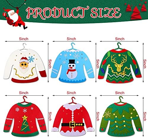Kasyat 12 Pcs Christmas Ugly Sweater for Families DIY Felt Ornaments Kits - Image 2