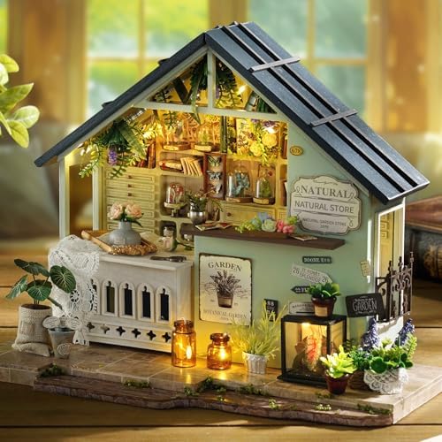 CUTEROOM Miniature House Kits for Adults, Mini Dollhouse Wooden Furniture Kit, DIY Craft Kits Creative Room Tiny House for Decoration- Plants Studio by CUTEROOM