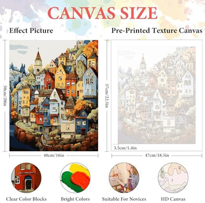 Paint by Numbers Kit for Adults Beginner, Colorful Village, 16x20 Inch - Image 3