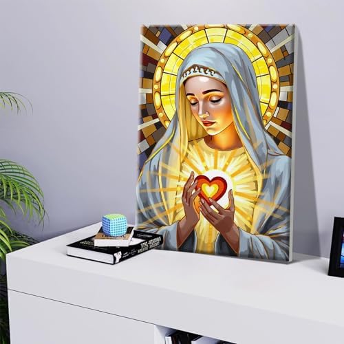 JOOZ 5D Virgin Mary Paint by Numbers Kit for Adults with Frame, 8x12 Inch - Image 6