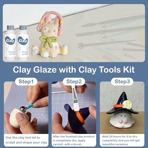 1DFAUL 29Pcs Sculpting Tools Kit with Air Dry Clay Glaze & Varnish (Matte) - Image 6