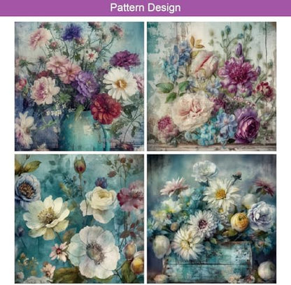 24 Sheets Multicolor Floral Patterned Craft Paper, 6" x 6" Square Coated Paper for DIY Card Making, Scrapbook, Gift Decorations - Image 6