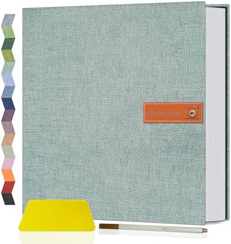 Popotop Large Photo Album Self Adhesive 4x6 5x7 8x10 Scrapbook Album DIY Picture Book,Gifts for Mom,Family Baby and Wedding,with Metal Pen and Plastic Board by Popotop