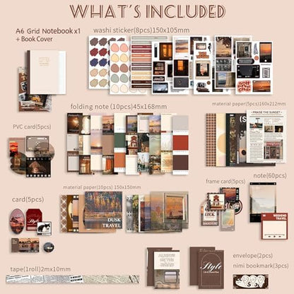 Travel Scrapbooking Supplies Kit, A6 Notebook, Vintage Junk Journaling Kit - Image 2