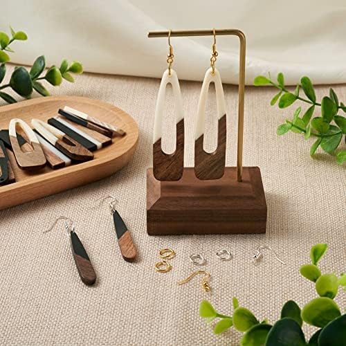FASHEWELRY 16Pcs Teardrop Resin Wood Earrings Charms Long Drop Shape Wooden Earring Blanks Wooden Earrings Findings for Jewelry Making with 100Pcs Earring Hooks Jump Rings - Image 2