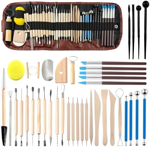 Pottery Clay Sculpting Tools Kit: 39Pcs Foam Clay for Stippling Carving Shaping Molding with Storage Bag - Air Dry Clay for Professional Polymer Artists Even Beginners - Image 2